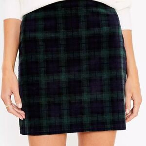 Loft Plaid Velvet Skirt 4 green and blue (forever navy)